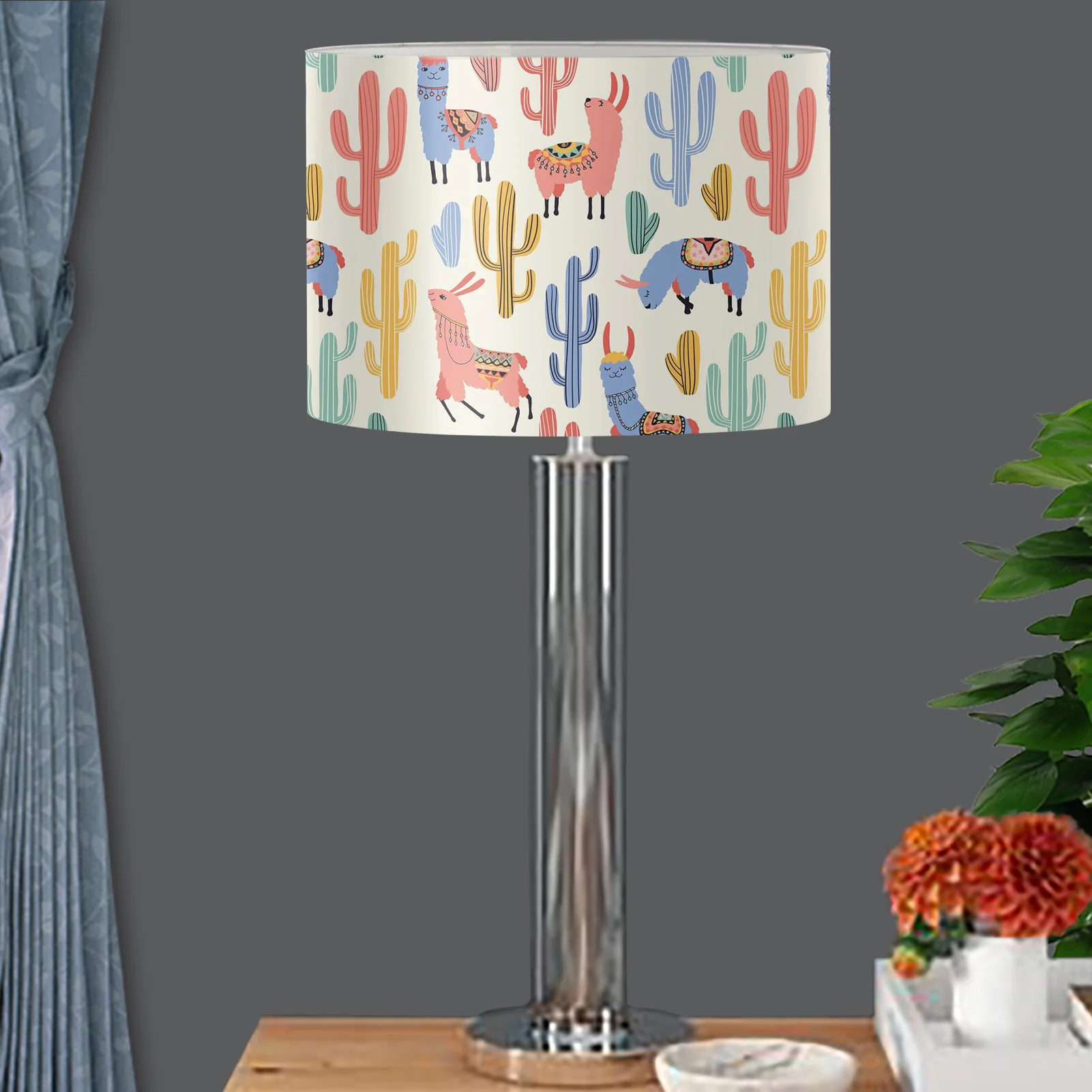 

New Arrival Alpaca Pattern Home Decoration Lampshade Table Wall Barrel Shape PVC Light Covers Floor Lamp Shade Bedroom