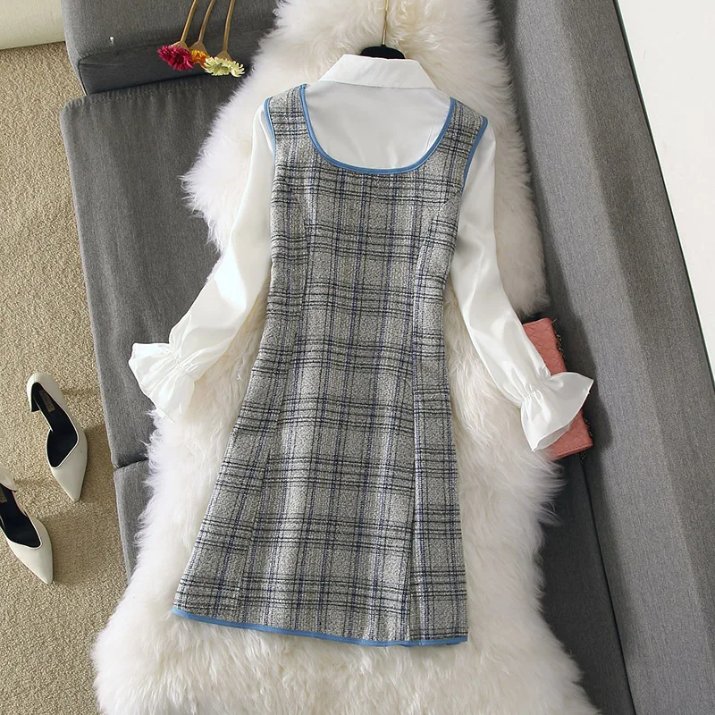 Весна 2020 элегантные вечерние платья-рубашки в стиле преппи с длинным рукавом