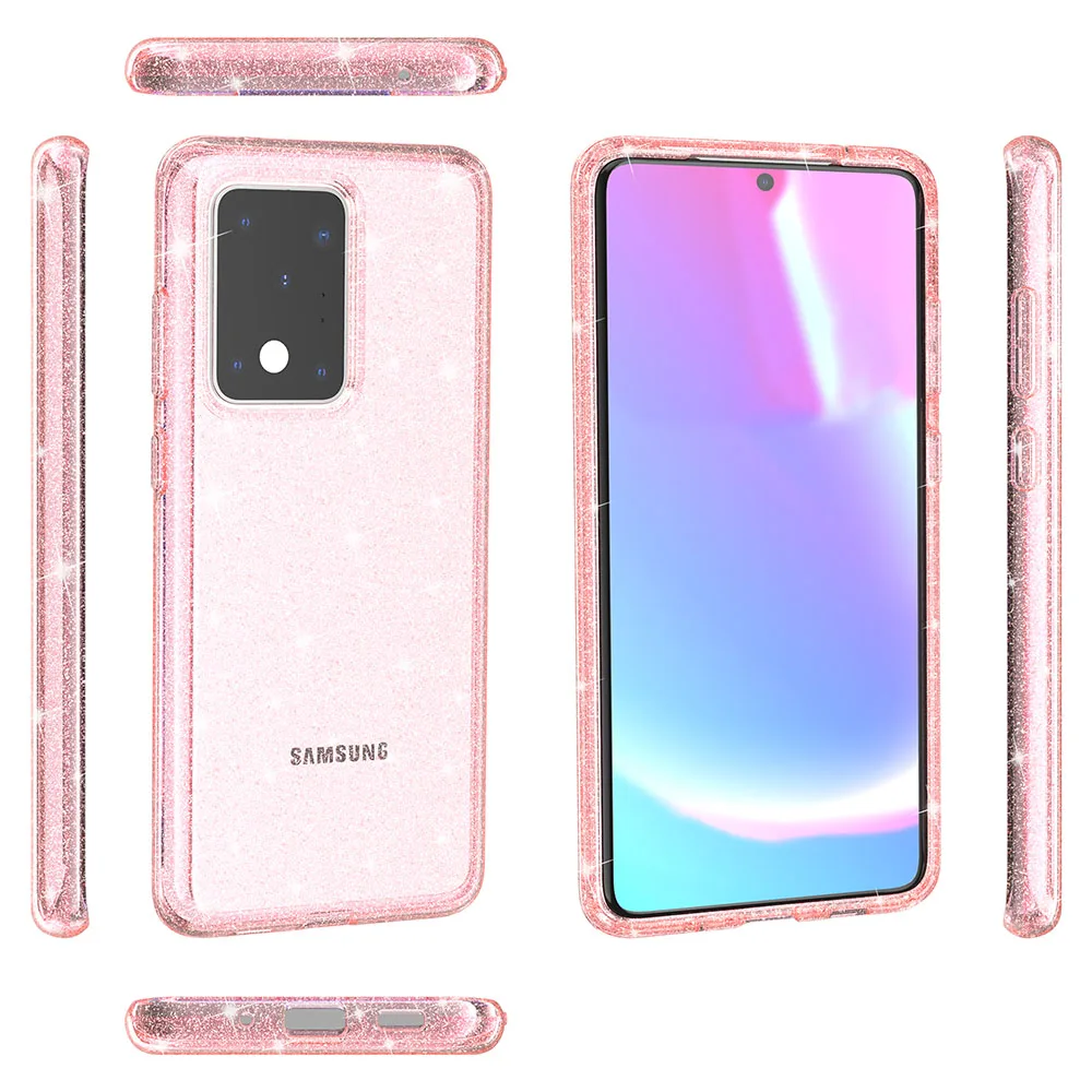 Гибридный бронированный Прозрачный блестящий чехол для телефона Samsung Galaxy S20 Ultra