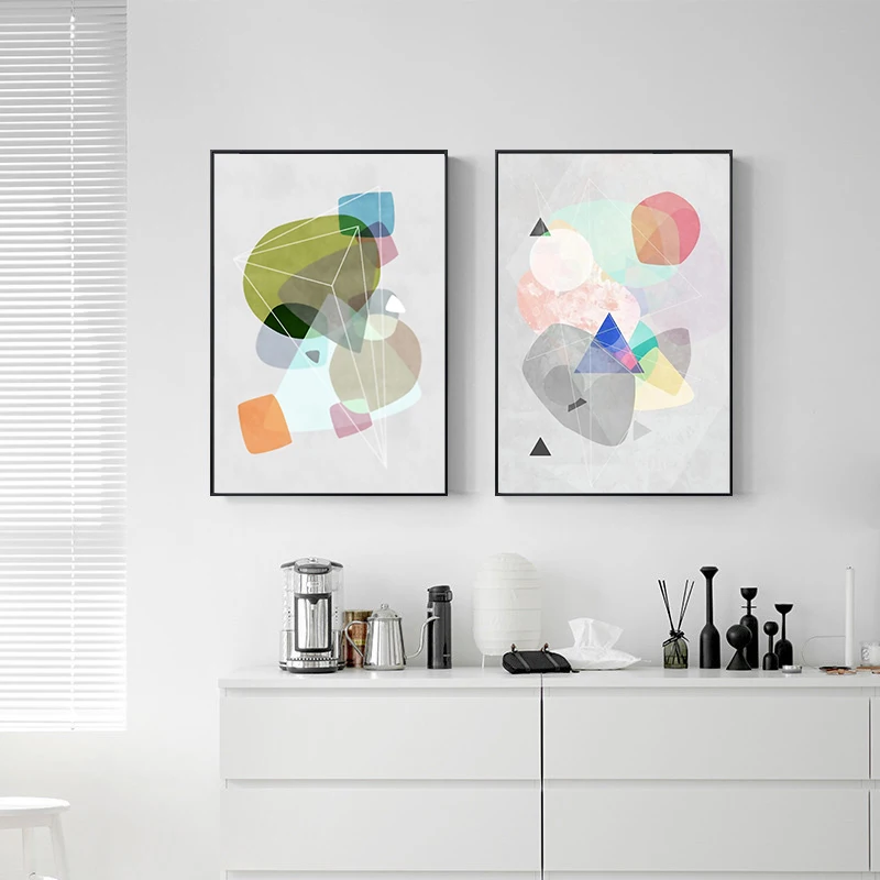 

Nordic Pink Abstract Geometry Poster Wall Art Canvas Print Modern Art Painting Line Drawing Wall Picture for Home Decor