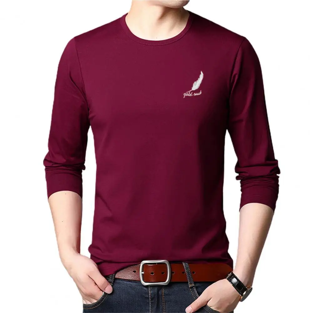 

Base Shirt Men T-shirt Oversize Solid Color O Neck Loose Casual Bottoming Long Sleeve Male Tee Shirts Slim 2021 Autumn