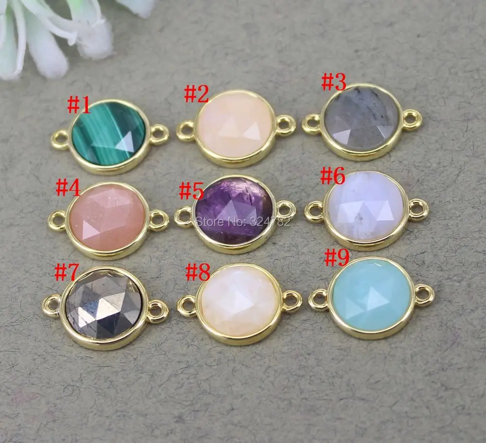 Шт. маленькие бусины с круглым соединителем из натурального кварца лабрадорита -