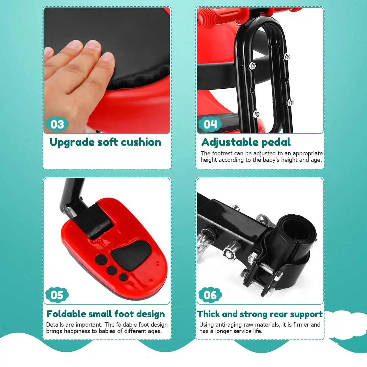 

Kids Bicycle Safety Saddle Electric Bicycle Saddle Children Bike Saddle Front Seat Enclosed Seat Bicycle Seat Frame With Pedals