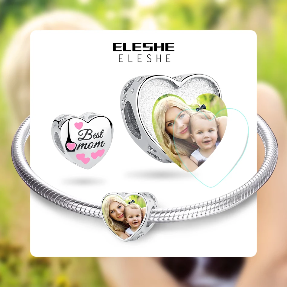 ELESHE День матери пользовательские фото Лучшая Мама 925 пробы серебро очарование