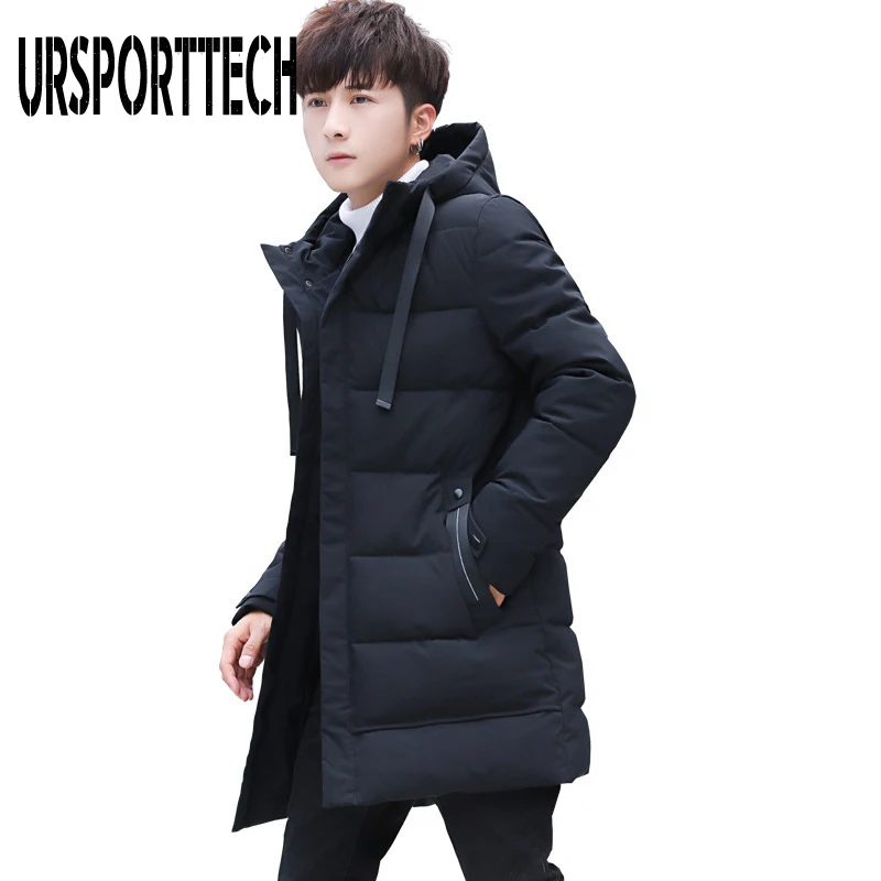 URSPORTTECH Winter Coat Men Parka Black Waterproof Winter Hooded Jacket Men Casual Thick Warm Coat Men Outwear Plus Size M-4XL