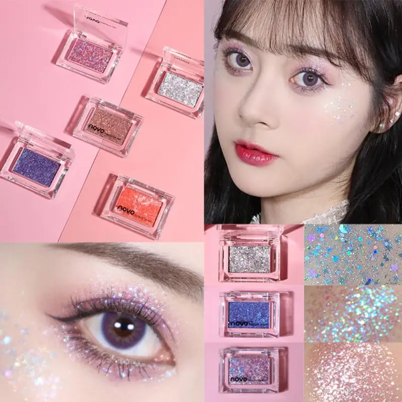 NOVO Single Sequins Eyeshadow Face Eye Highlight Shadow Powder Pentagram Moon Diamond Fragment Makeup Tool TSLM1 |