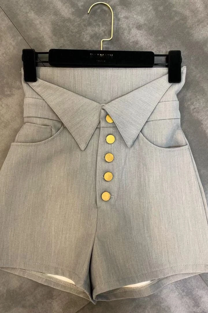 

High Waist Short Pants Women 2019 Autumn New Buttons Decorated Small Women's Trend High Waist Boots Pants Short Femme