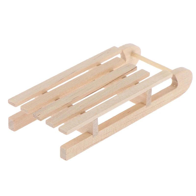 

1/12 Mini Wooden Sleigh Gift Box Model DIY Christmas Landscape Doll House Accessory New