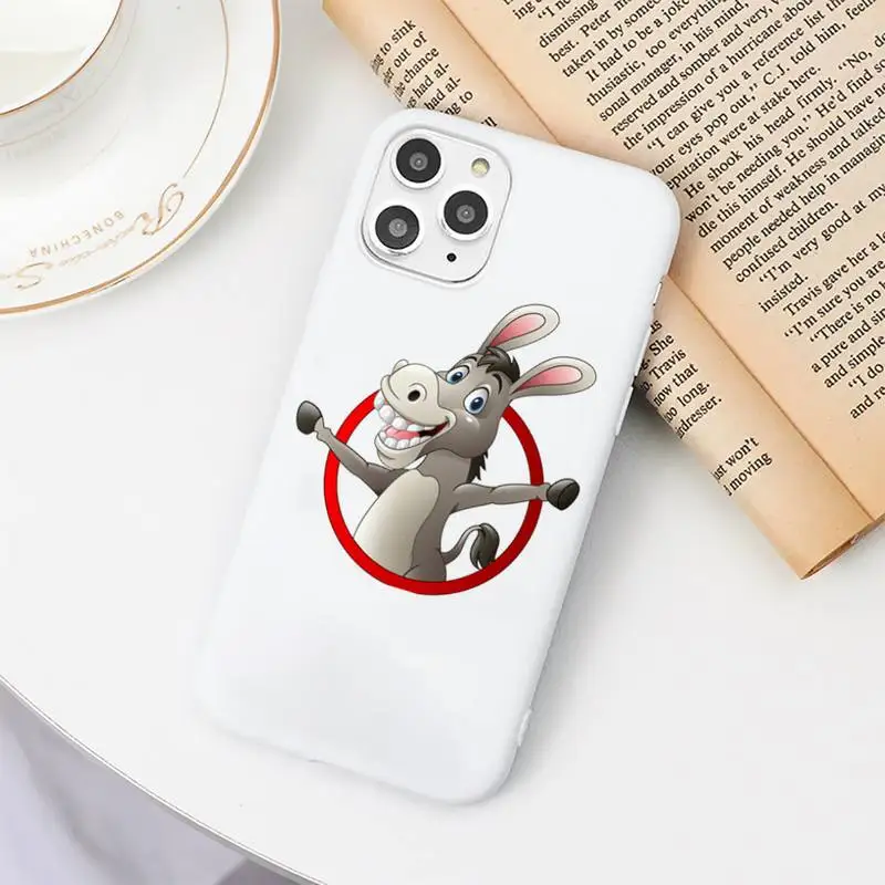 

horse Donkey cute animal Phone Case Candy Color for iPhone 6 7 8 11 12 s mini pro X XS XR MAX Plus