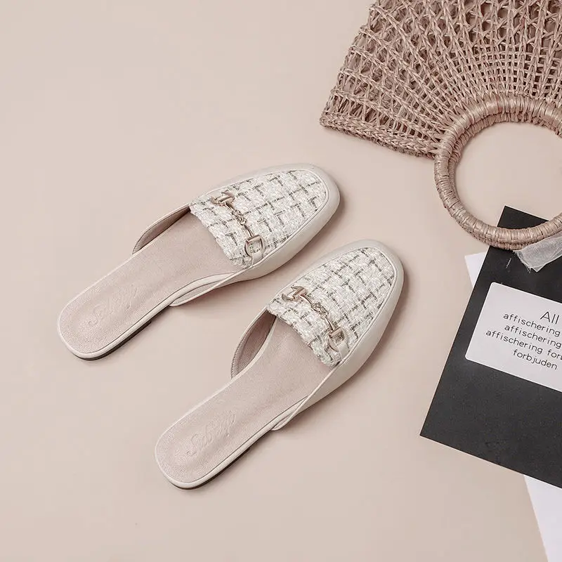 

Wanghongbaotou Xiaoxiangfeng Half Slipper Women's Shoes New Summer Wear Lazy Cool Slippers Flat Sole Women's Shoes In 2021