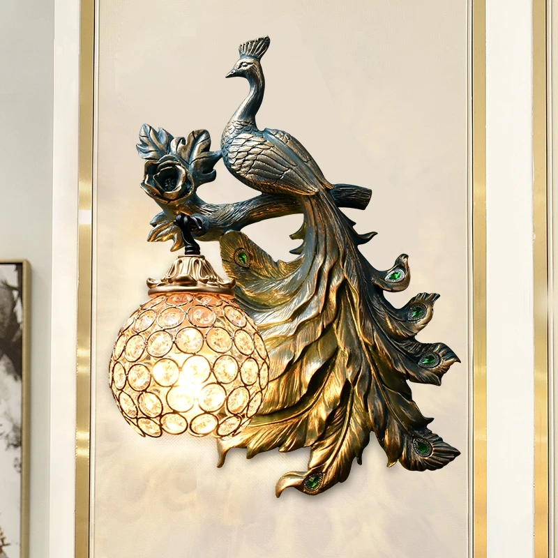 

Modern Resin Peacock Led Wall Lamp Living Room Corridor Aisle Wall Decoration Lighting Bedroom Bedside Interior Decor Fixture