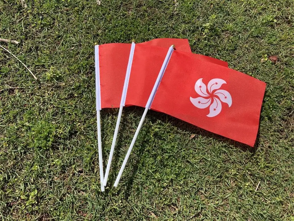 Маленький флаг Гонконга Китай 14 х21 см 20 шт. пластиковый машущий парад для