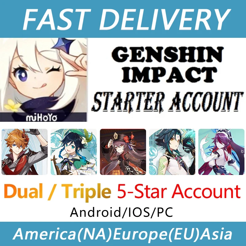 

Genshin Impact Account Tartaglia Childe Ganyu Hutao Venti Xiao Rosaria Mona Zhongli Cheap Starter Account AR 5-10 America/Europe