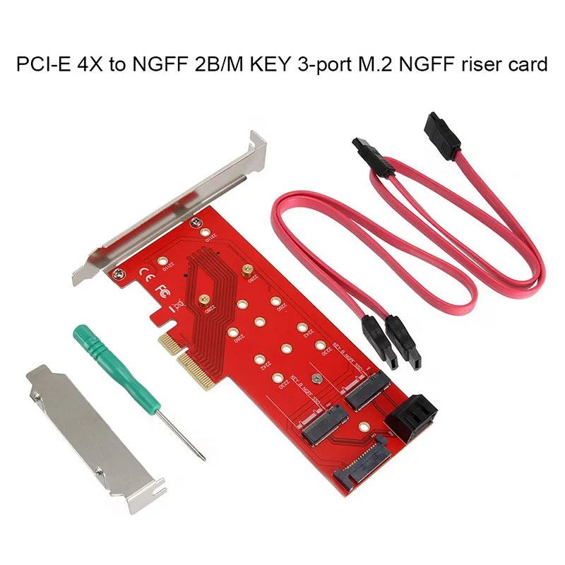 

PCIE M.2 SSD Adapter M-Key/B-Key SATA7P Interface SATA15P Power Supply Support X4/X8/X16 Slot Mining Accessories