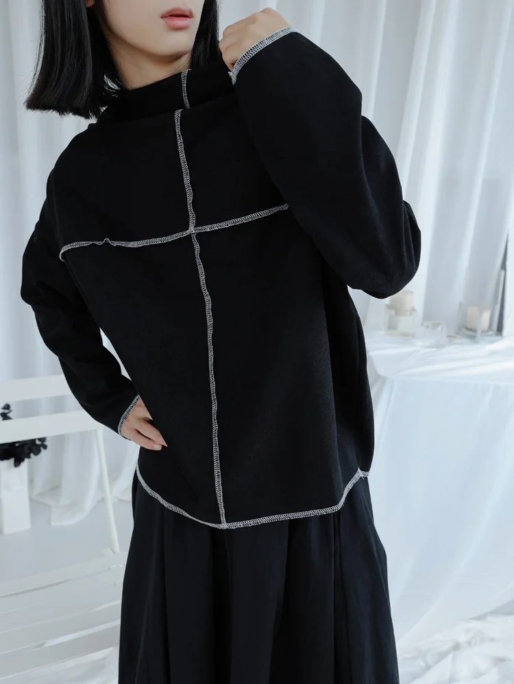 

Мужской и Женский пуловер большого размера, Осенний классный стильный свободный трендовый свитер с полувысоким воротником и нейтральным н...