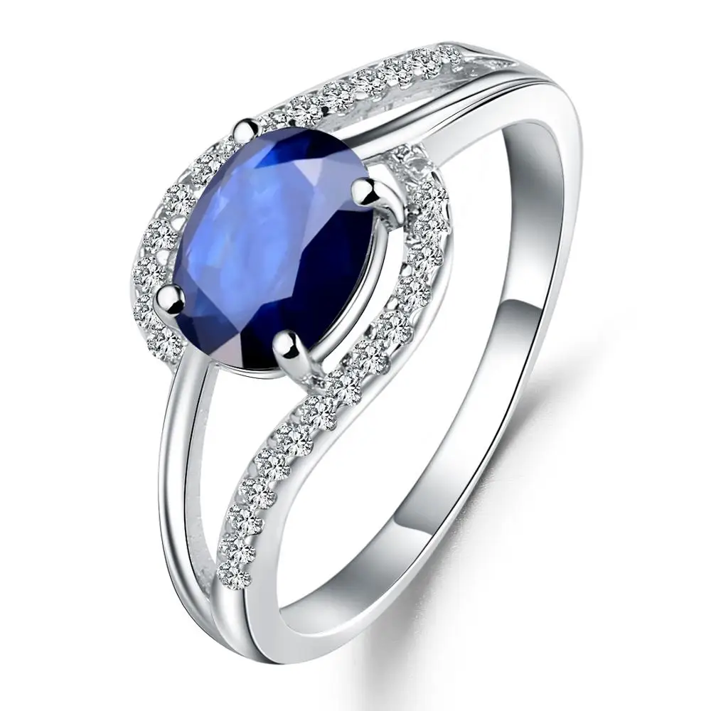 GEM'S BALLET 925 пробы серебряные классические изящные кольца 1.66Ct Овальный Натуральный Синий Сапфировое Кольцо из драгоценных камней для женщин ювелирные изделия