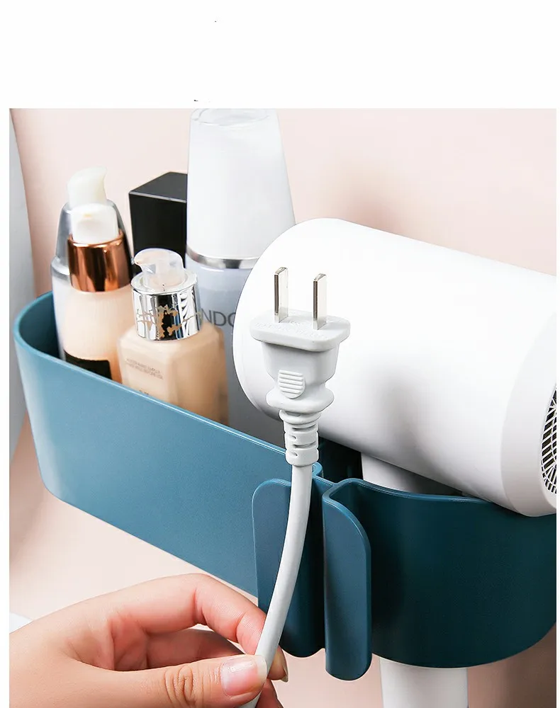 Настенный держатель для фена многофункциональная корзина хранения ванной|Полки