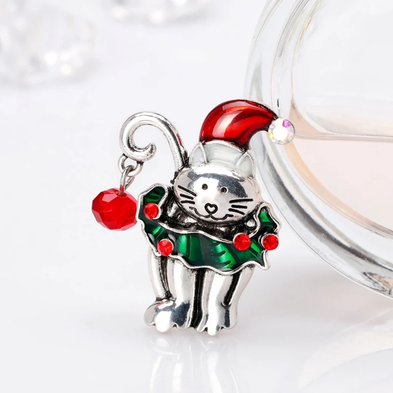 Рождество Новый год котенка белый брошь подарки Банкетный декоративные булавки |