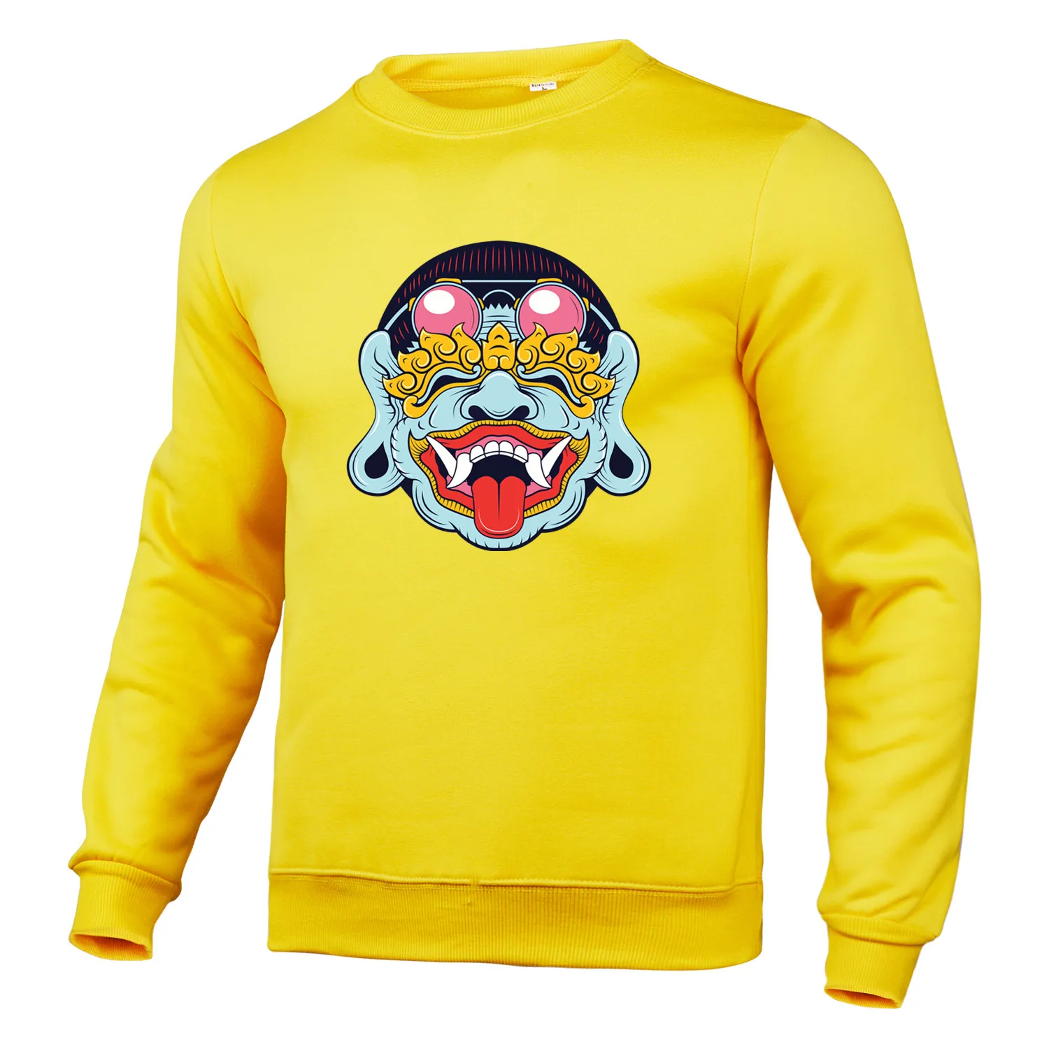 

Men's Harajuku Style Autumn and Winter Round Neck Hoodie Fashion Hip Harvard Head Print S~3XL Large Size 2021 New