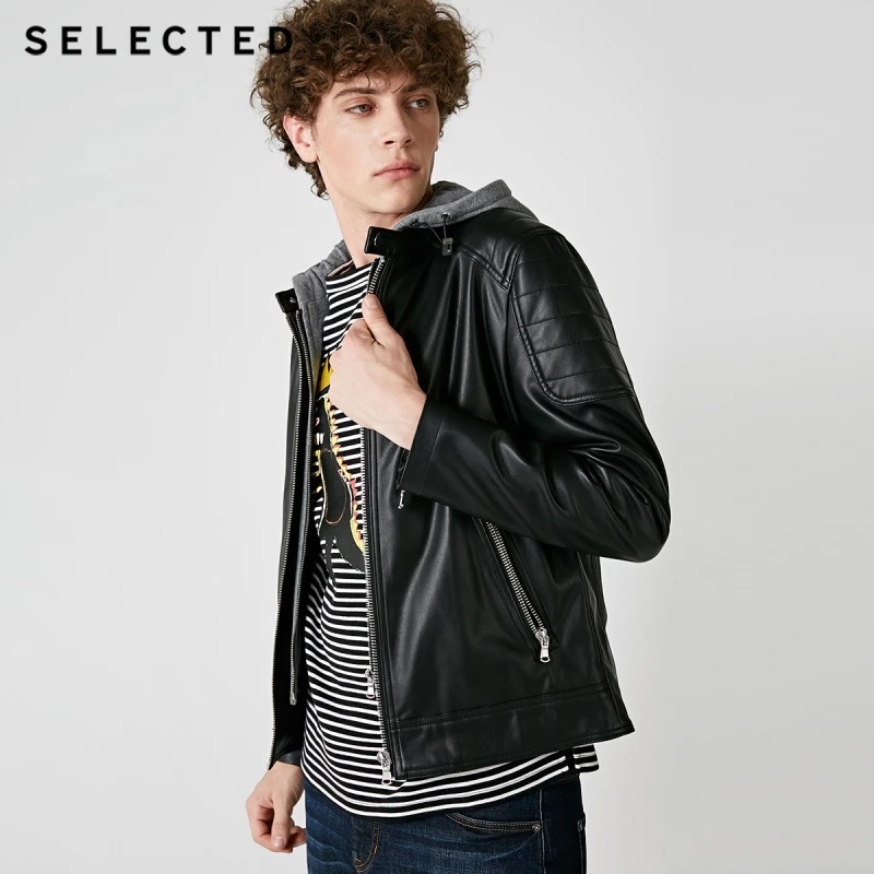 Отборная мужская кожаная куртка Весенняя деловая Повседневная однотонная из