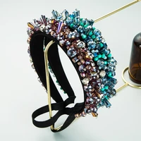 gorgeous baroque full crystal fabric diamond headbands for women elegant shiny rhinestone beaded headband girls jewelry headwear