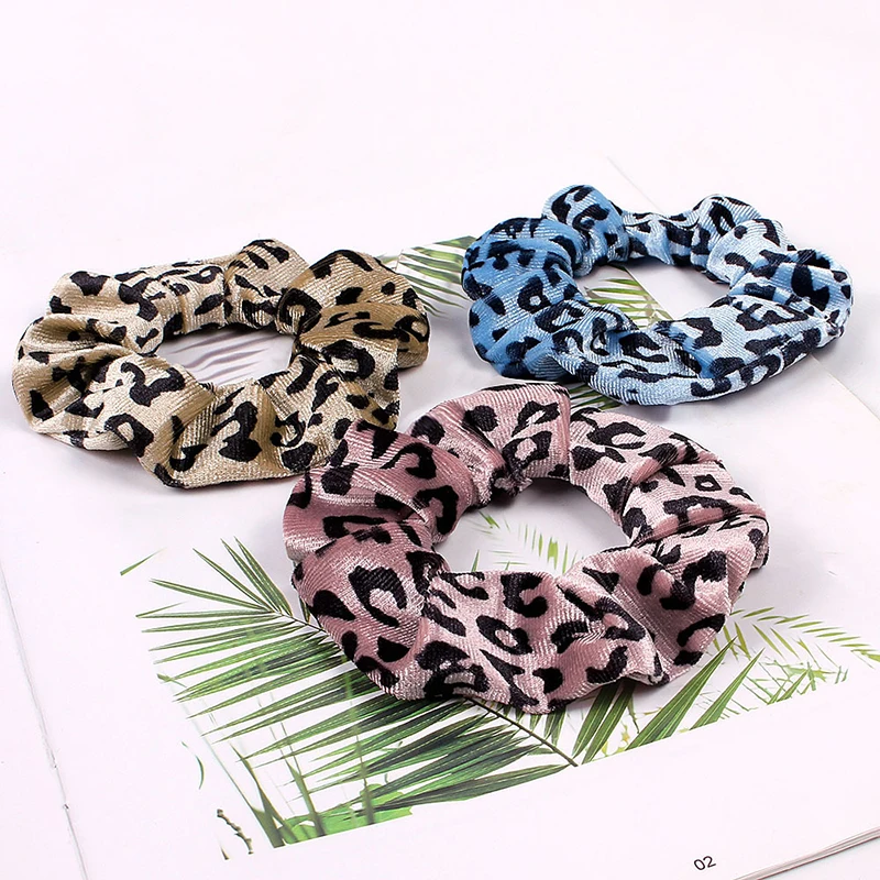 

Vintage Leopard Pattern Hair Rope Women Velvet Scrunchies Polka Dot Hair Ties Elastic Hairbands Ladies Hair Accessories Colorful