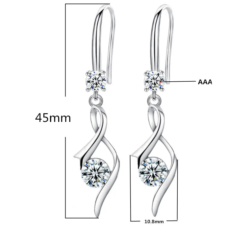 

925 Sterling Silver 2021 New Women's Fashion Jewelry High Quality Crystal Zircon Heart Shaped Hollow Earrings