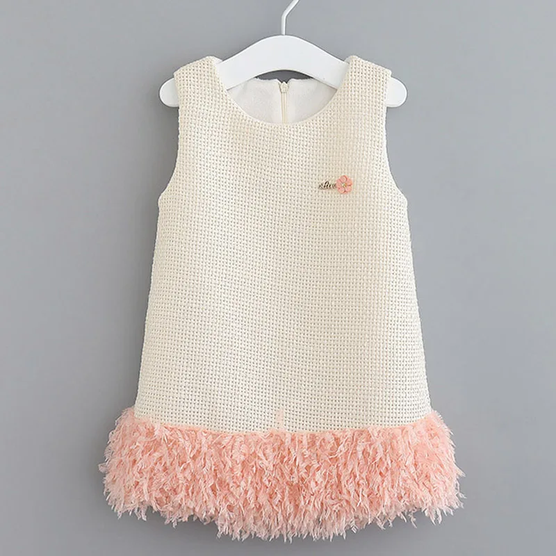 Платье для девочек Сезон весна-осень Новый бренд Элегантные костюмы с жемчугом