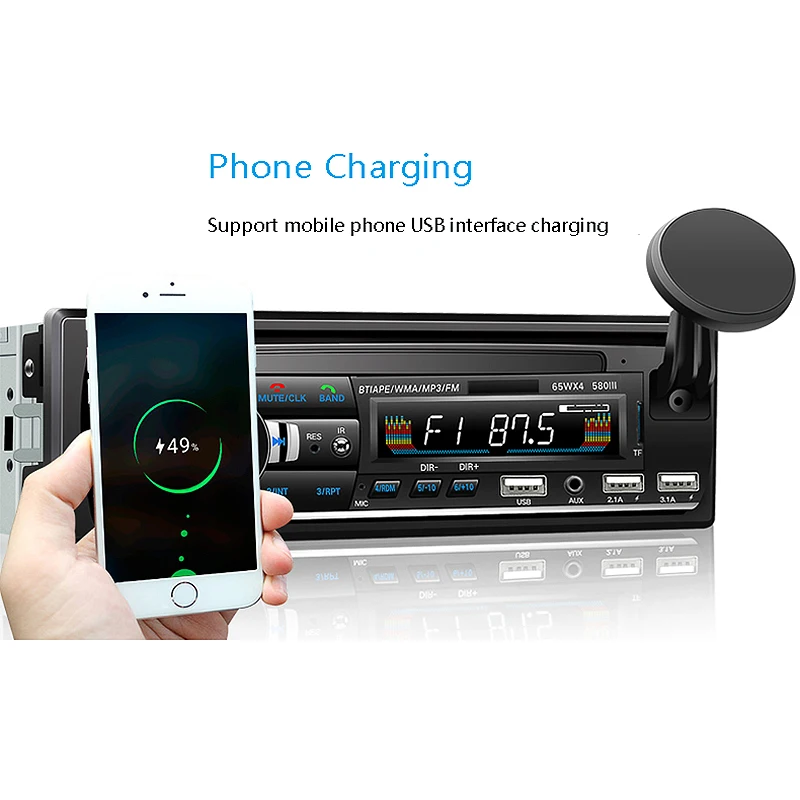 Автомобильный мультимедийный стерео одиночный Din BT аудио и вызов Встроенный