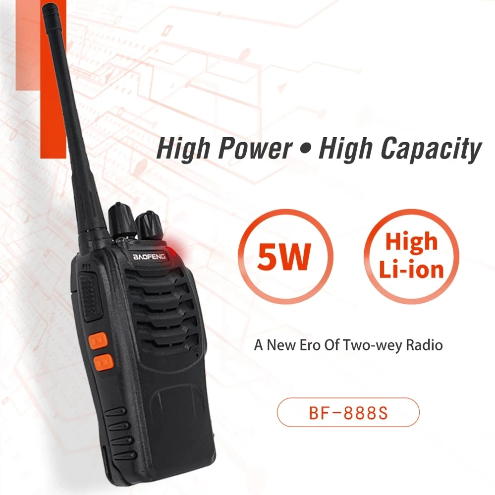 2pcs baofeng bf 888s walkie talkie 5w 16 chs 400 470mhz uhf fm transceiver 6m two way radio comunicador for outdoor hiking free global shipping
