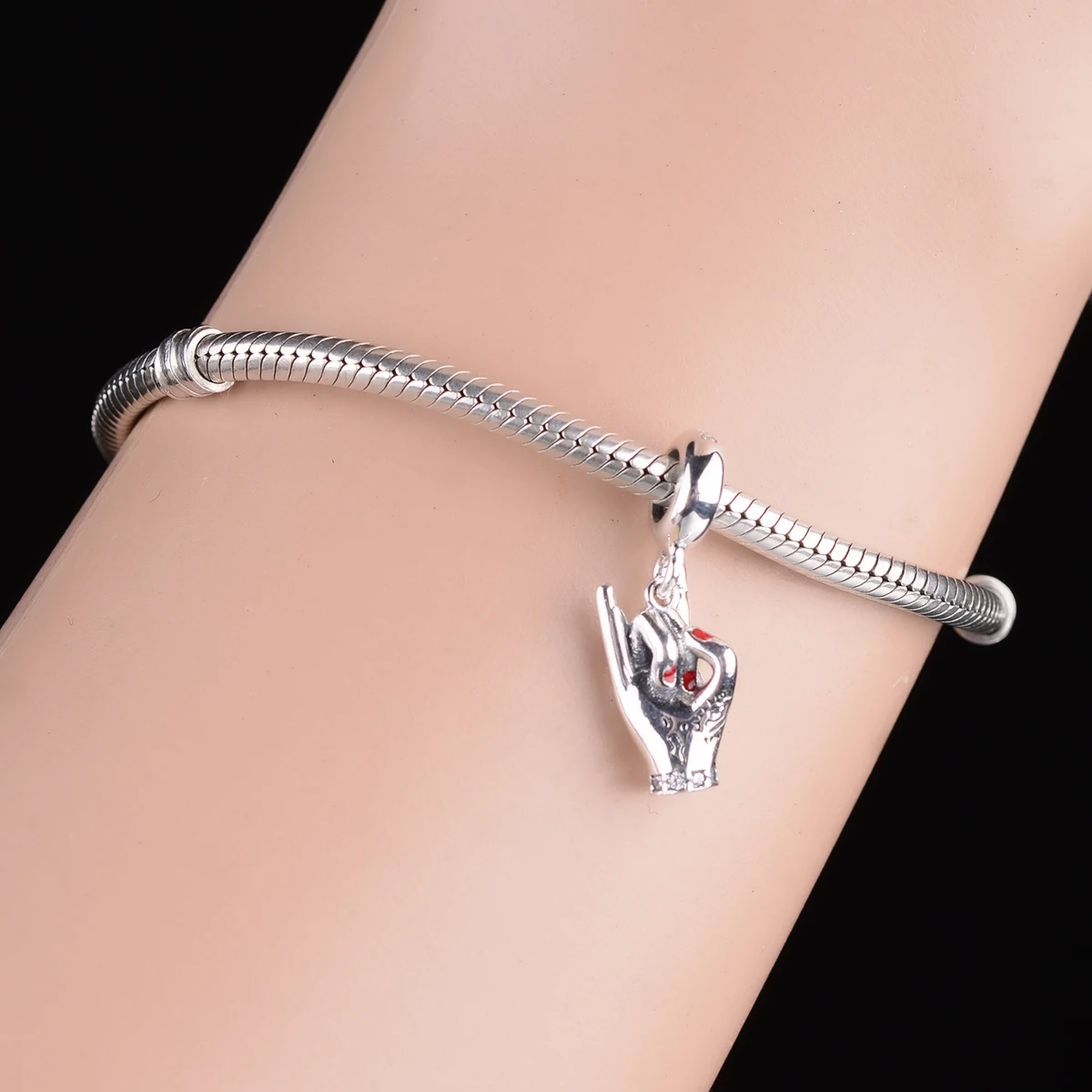 FC Jewelry Fit Original Pandora Charm Bracelet 925 Sterling Silver Punk Style Rock Gesture Bead For Making Women Berloque 2021 | Украшения