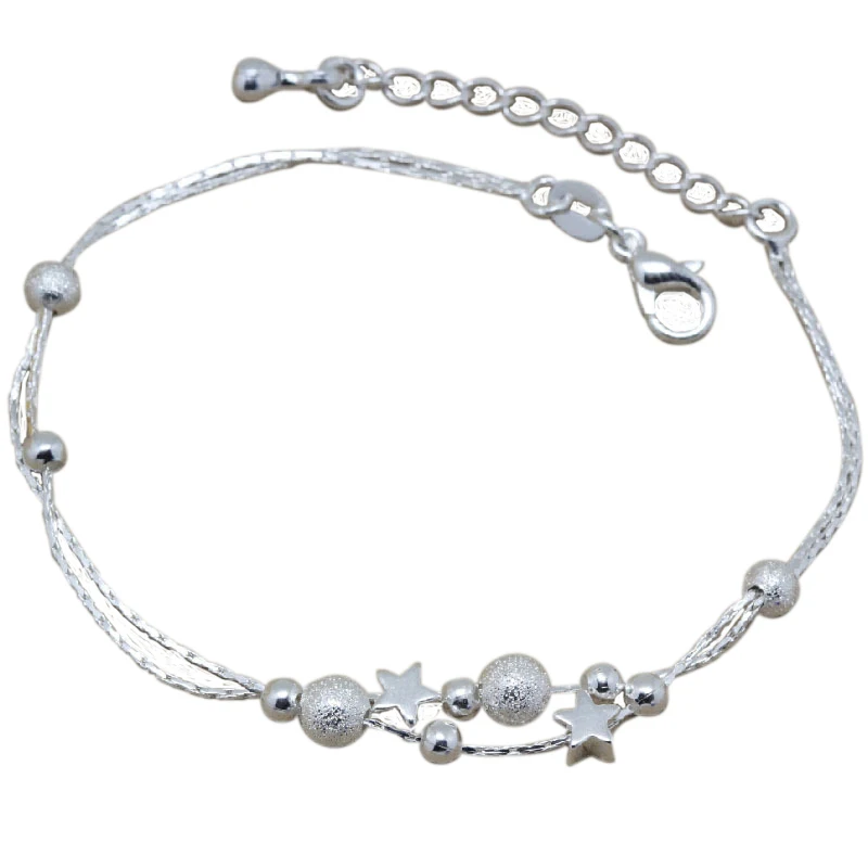 

Fashion Five Pointed Star Bead Decorative Bracelet Creative Design Double Chain Bracelet Trend Women Popular Hand Ornament Gift