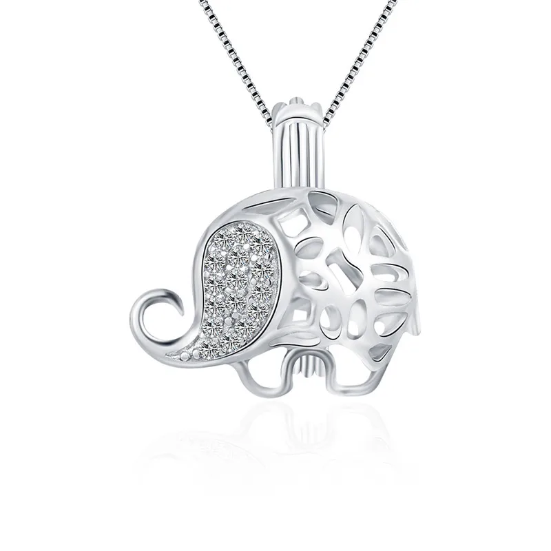 

CLUCI 3pcs Silver 925 Zircon Elephant Pendant for Women Necklace Jewelry Making 925 Sterling Silver Pearl Cage Locket SC066SB