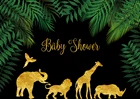 Фон для фотовечерние ъемки с изображением диких мальчиков тропических джунглей сафари бэйбидуш Золотой блестящий фон с животными баннеры