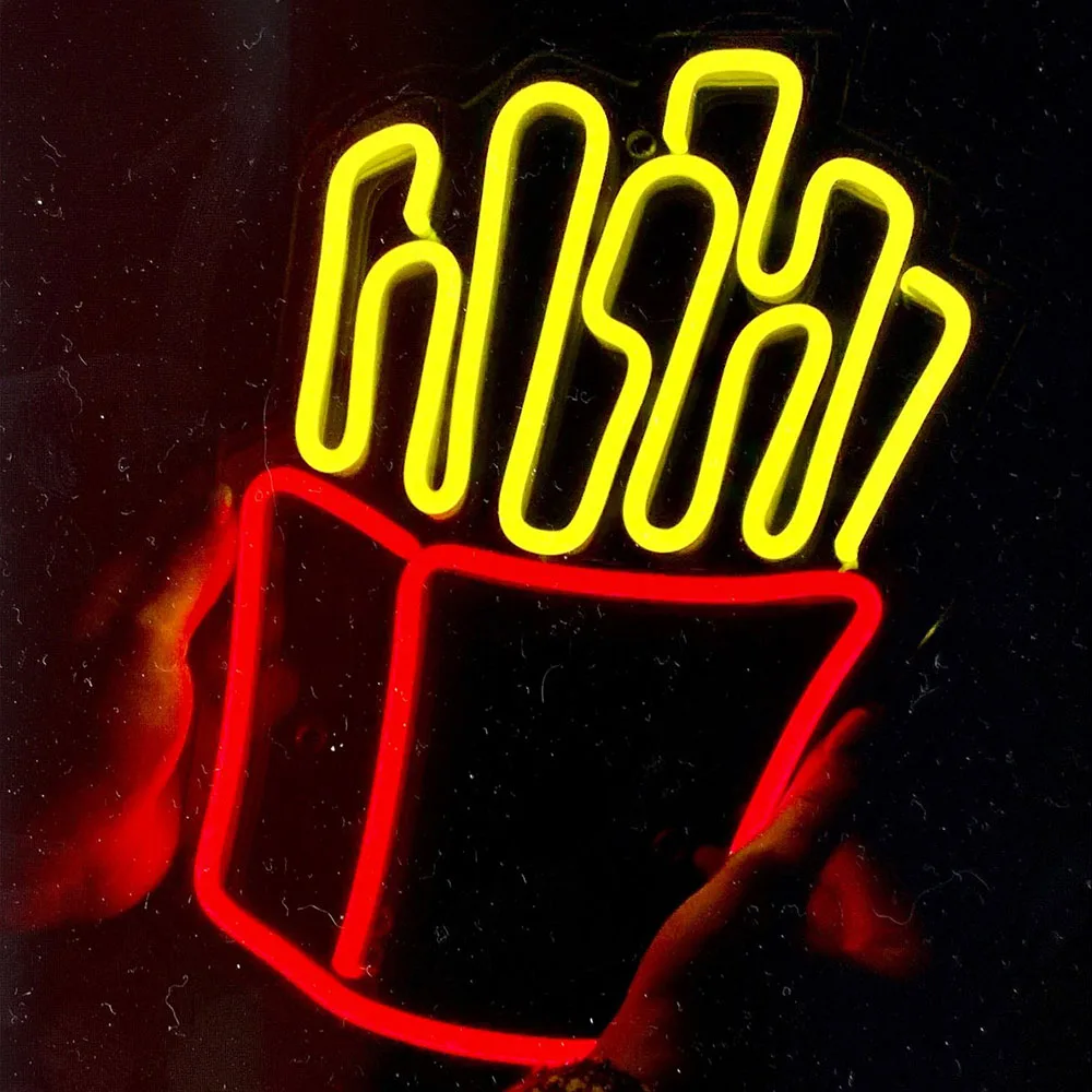 

Милая неоновая световая вывеска в виде картошки фри, аниме, эстетика, гибкая светодиодная Милая домашняя комната, спальня, магазин с логотип...