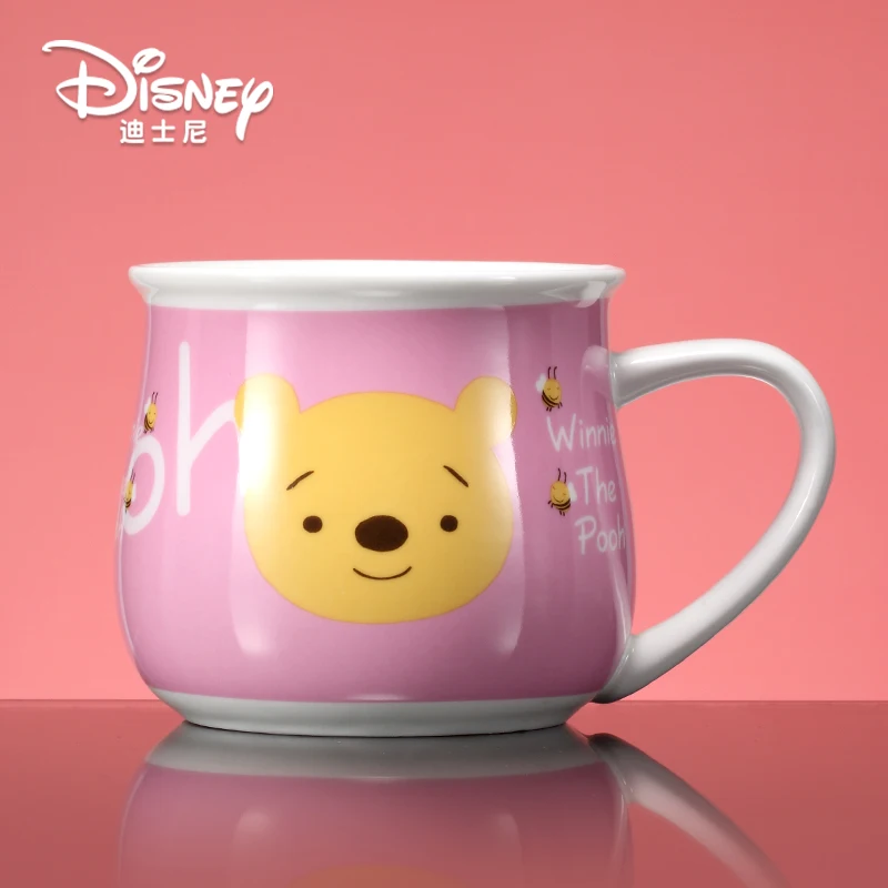 

Disney Ceramic Cup with Cover and Spoon Water Cup Cute Children Cartoon Cup Pooh Genuine Mug Cute Coffee Mugs and Cups