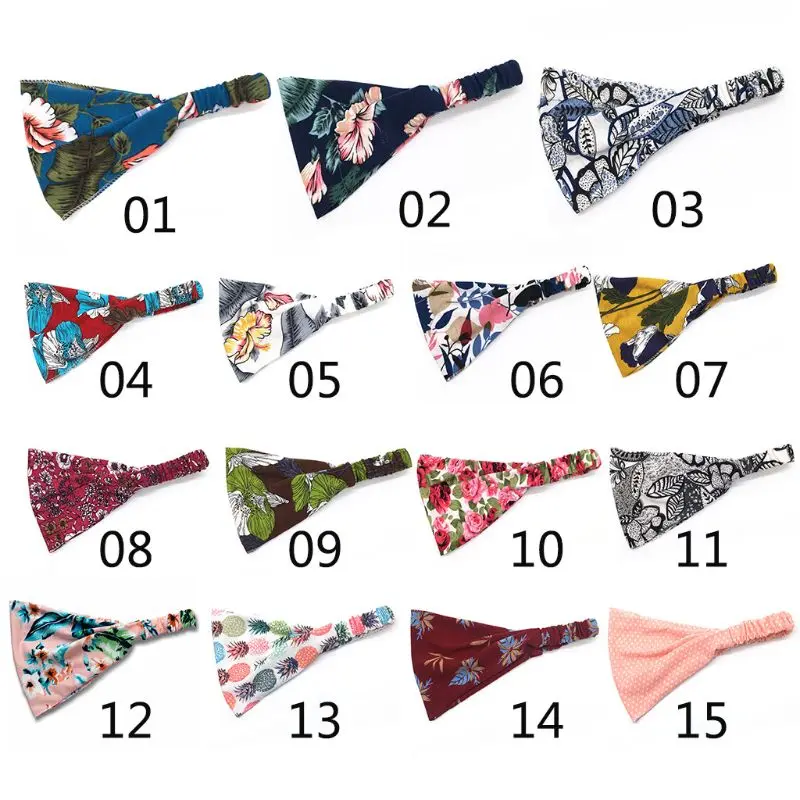 Женская богемная широкая хлопковая повязка на голову Тропический цветочный