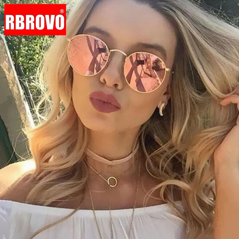 RBROVO, солнцезащитные очки для женщин/мужчин, фирменный дизайн, очки для девушек, Круглые, Роскошные, Ретро стиль, солнцезащитные очки, винтажные, зеркальные, Oculos De Sol Gafas