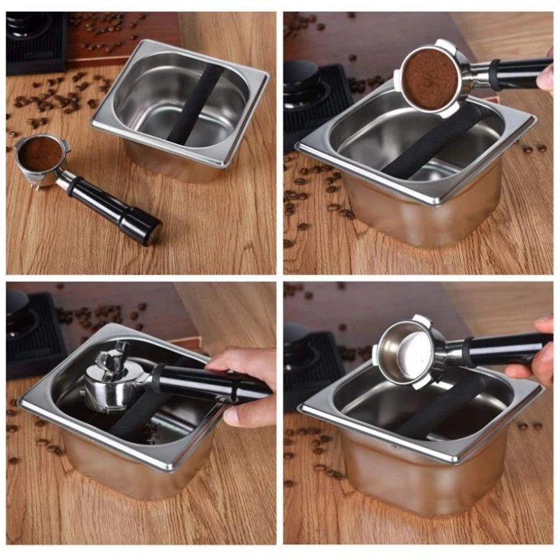 

2 Piece Coffee Knock Box, Recessed Counter Top Knock Box with Bottom, Stainless Steel Espresso Knock Box