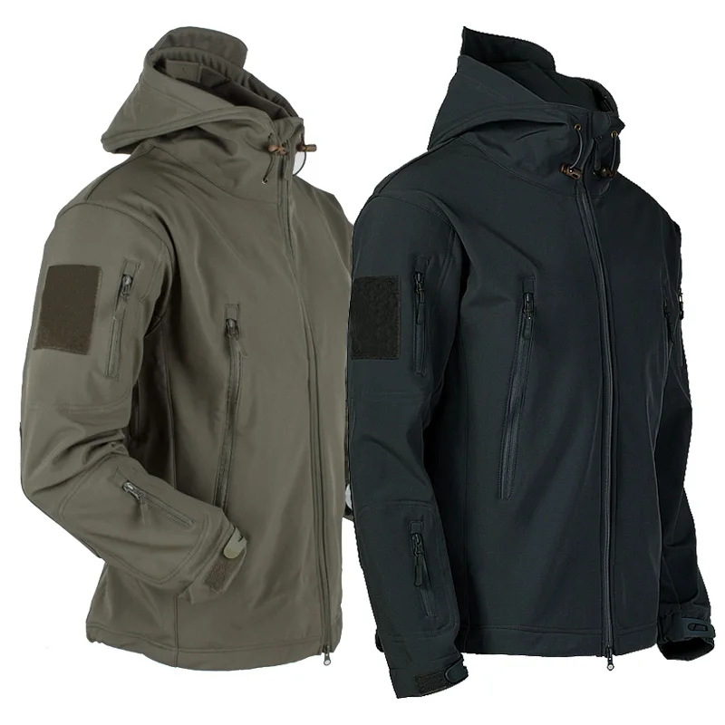 

Army Shark Skin Soft Shell Clothes Tactical Windproof Waterproof jacket men Flight Pilot Hood Coat Military Field bomber Jacket