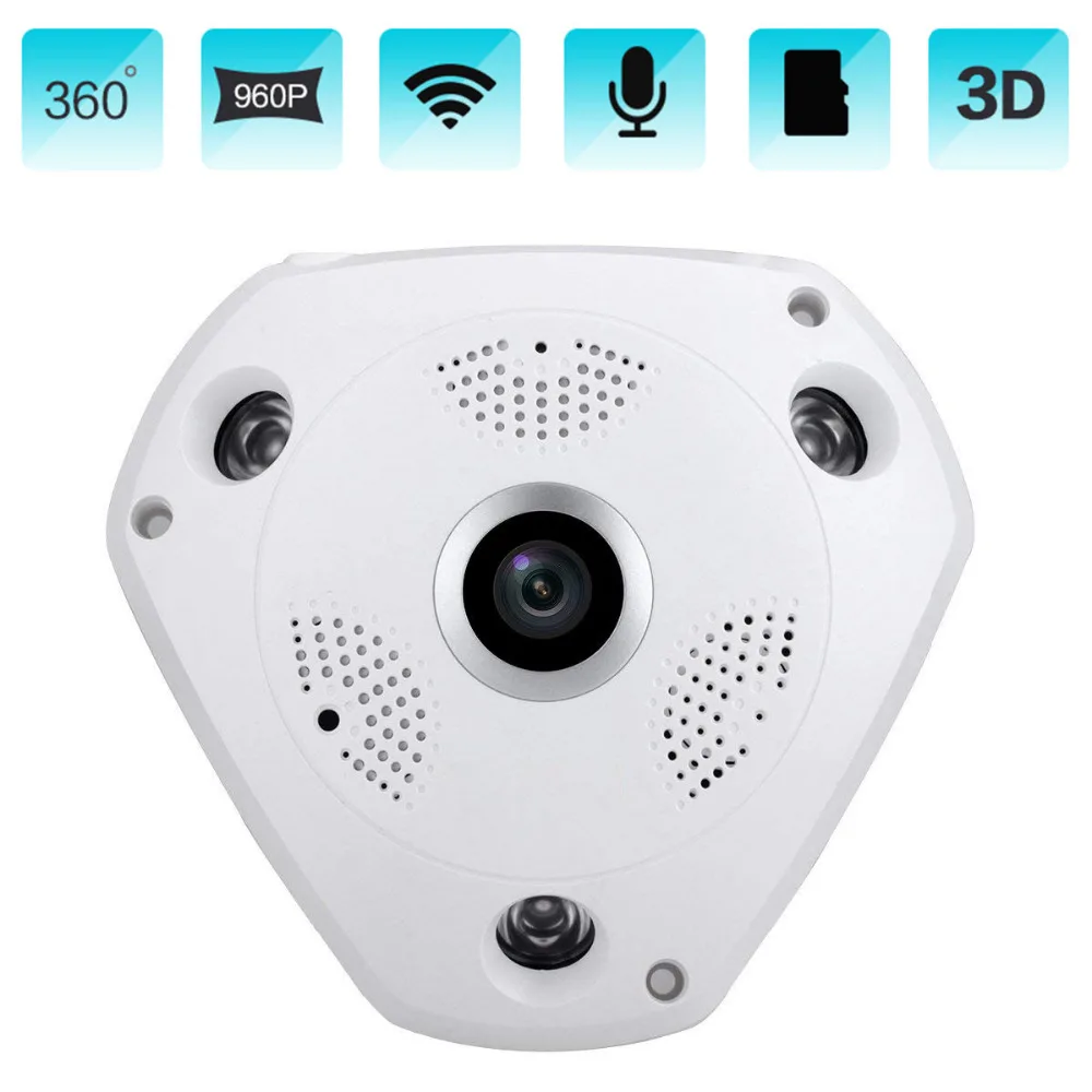 360 градусов панорамный CCTV безопасности IP 1.3MP/3MP/5MP двухсторонняя аудио камера IR-CUT ночного видения wifi IP VR 3D камера хранения видео