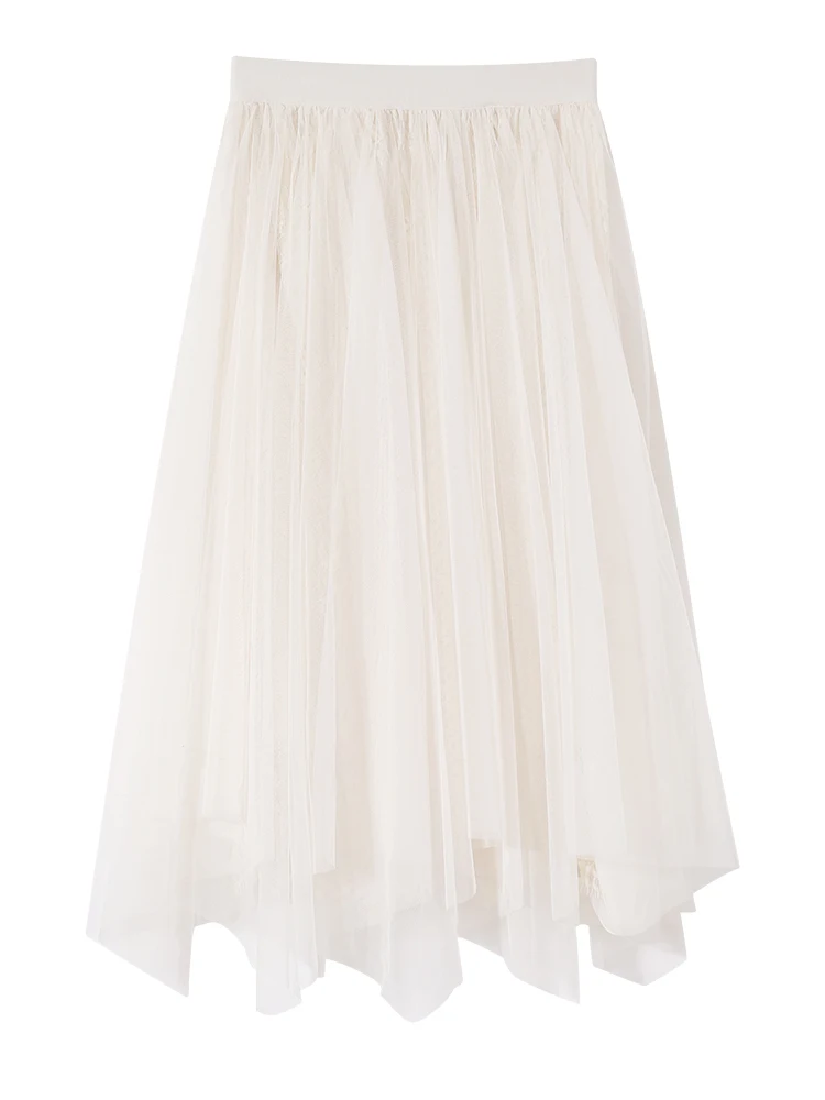 

Mesh Skirt Women 2020 New Winter With Sweater Versatile Medium Length Dress With High Waist And Thin A-line Skirt
