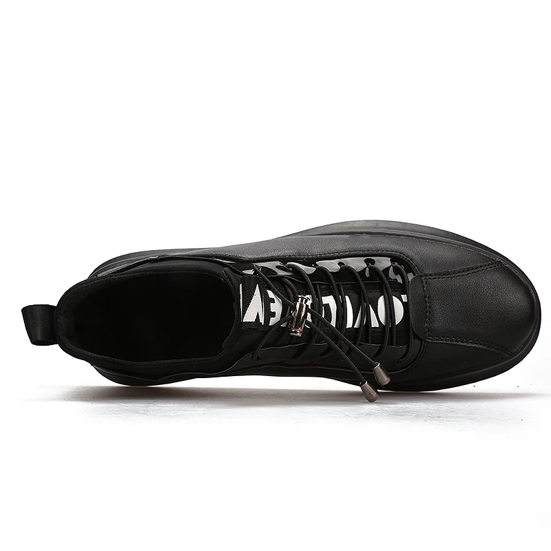 

Men's Spring Black Platform Casual Shoes Mens Fashion Outdoor Lace Up Sneakers Men's Comfortable Leather Shoes