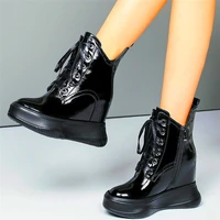 military motorcycle ankle boots womens genuine cow leather platform shoes female thick sole creeper oxfords punk goth pumps