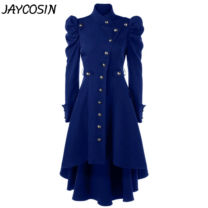 JAYCOSIN Женское шерстяное пальто винтажное длинное в стиле стимпанк готическое