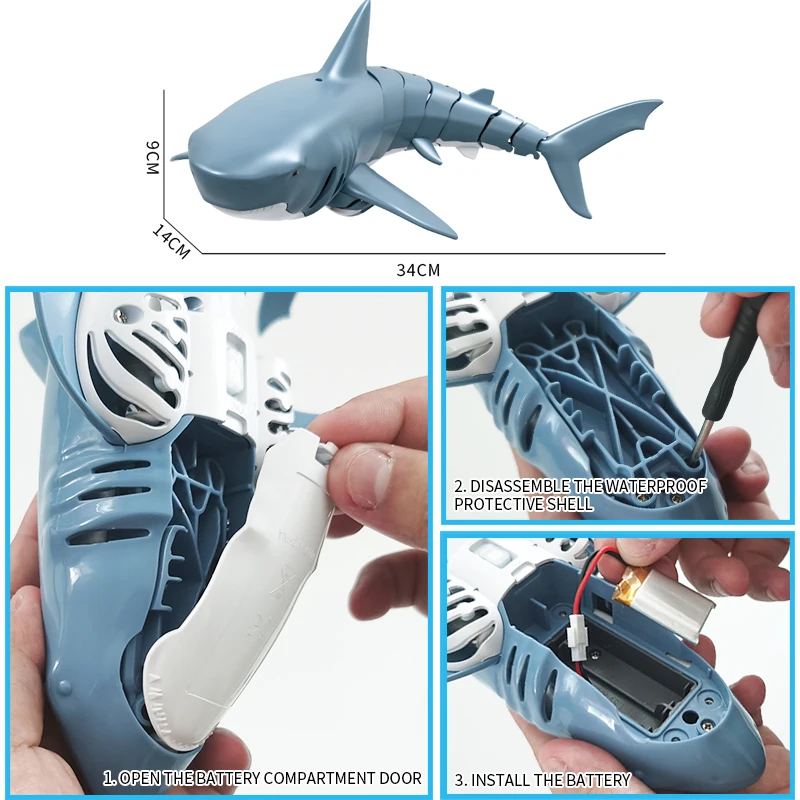 

2020 Mini Remote Control Toy Electric RC Shark Swim in Water for Kids Gift 2.4GHz 4 Way Operation