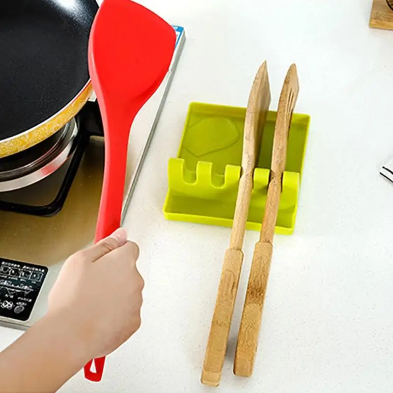 Кухонные подставки для ложки Нескользящая силиконовая подставка нож Лопатка