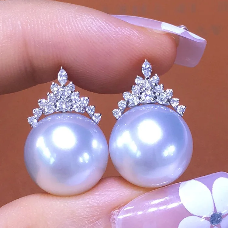 

Australia South Seas Natural Sea Water Big White True Pearl Earrings Ice Queen Earrings Necklace Pendant Three-piece Set