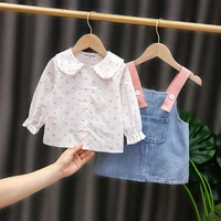 baby set spring childrens dress for girls denim dress shirt 2pcsset little girl princess dress kids clothes infant suit