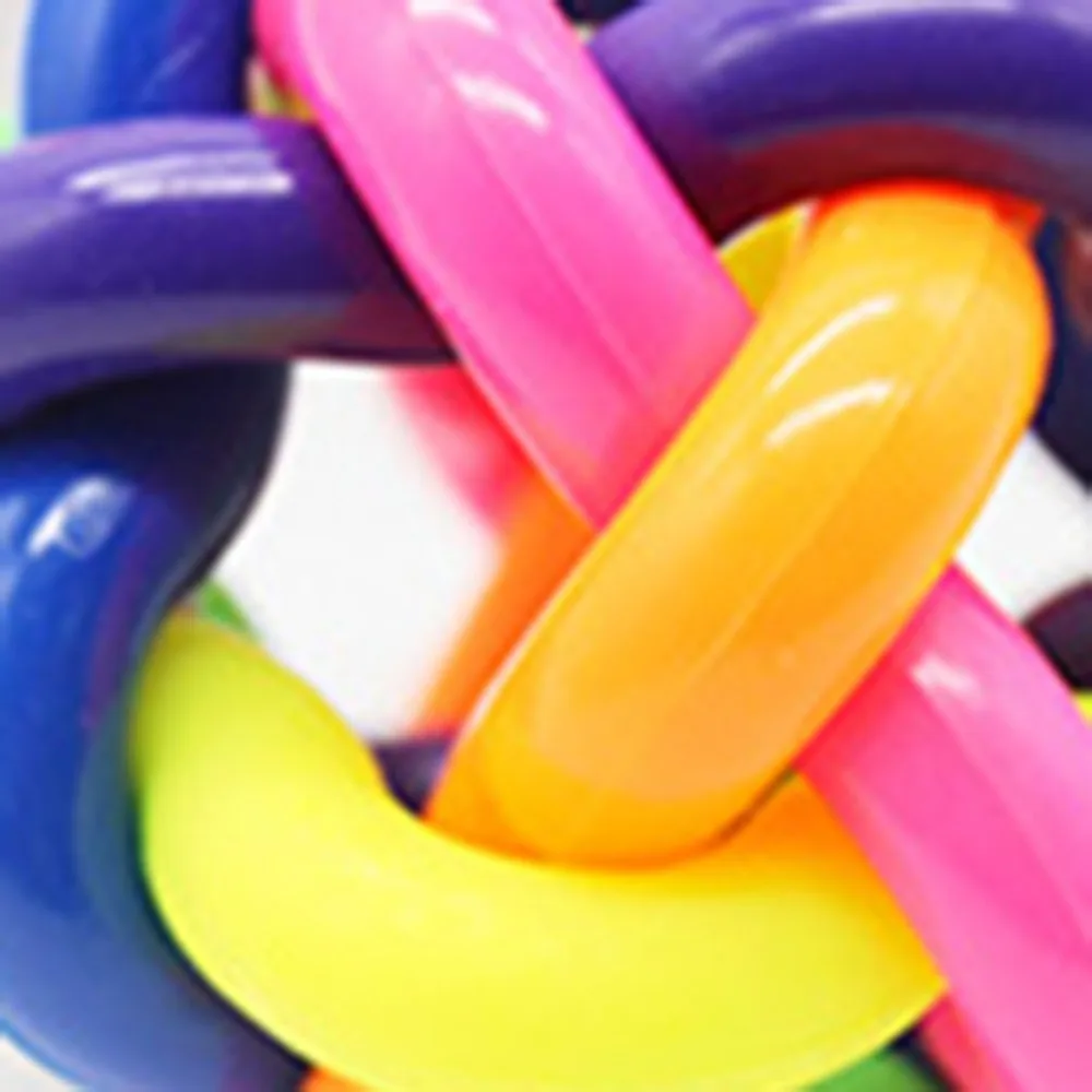 

Colorful Rubber Dog Toys Pet Dog Cat Toy Round Woven Ball with Small Bell Toy For Dog Cat Kitten Interactive Toy